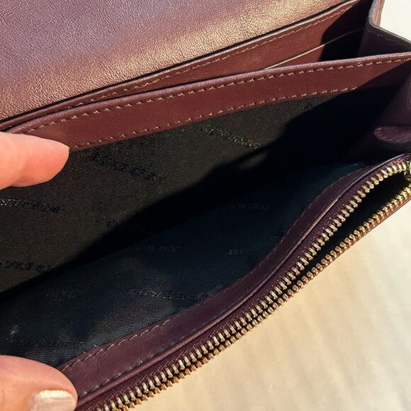 Burberry Porter Continental Burgundy Leather and Canvas Wallet - Picture 7 of 14